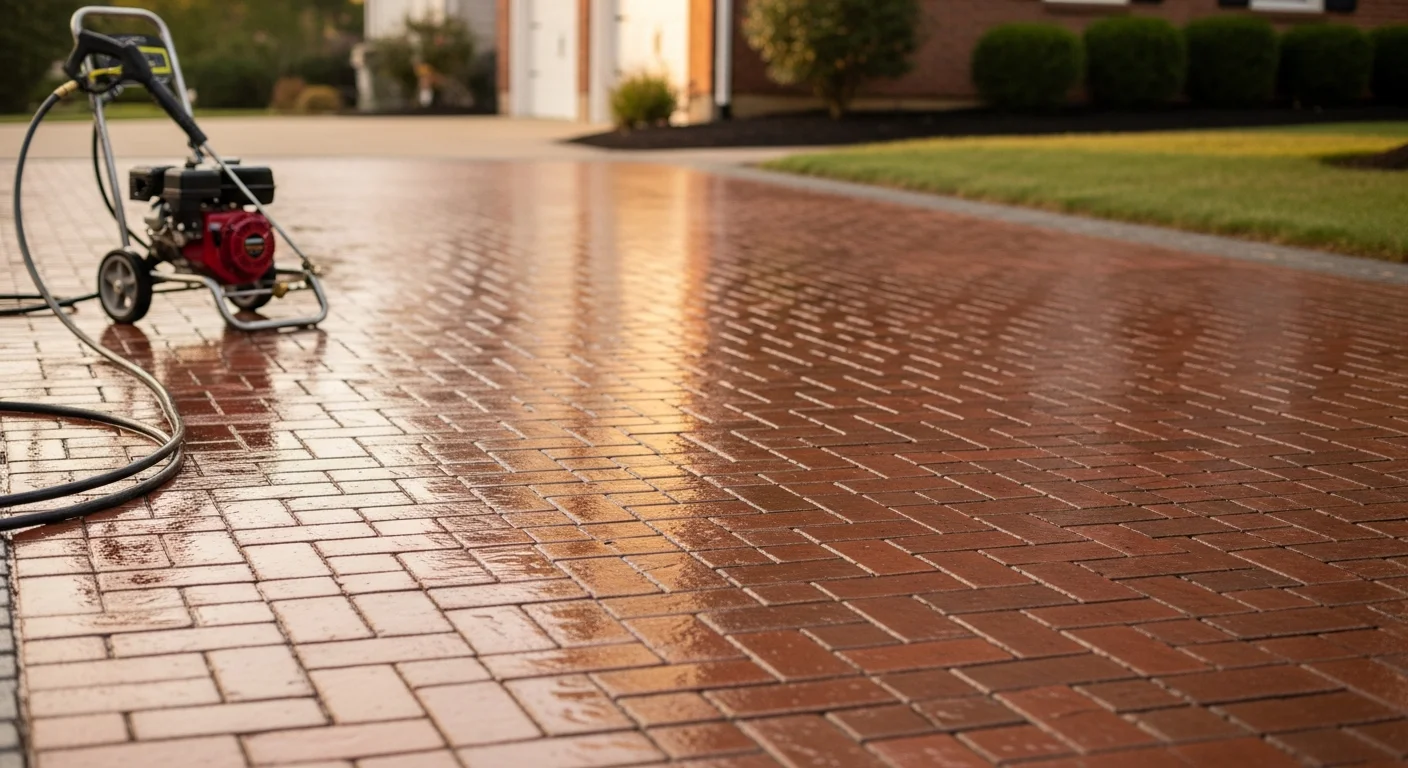 Pressure washing driveway and exterior surfaces