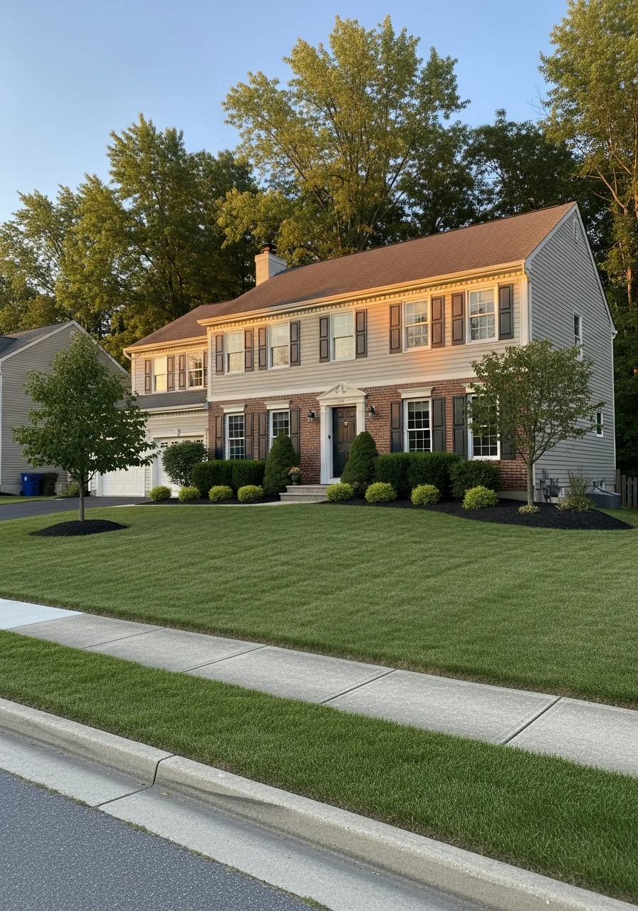 Lansdale home with traditional exterior and well-maintained front yard.