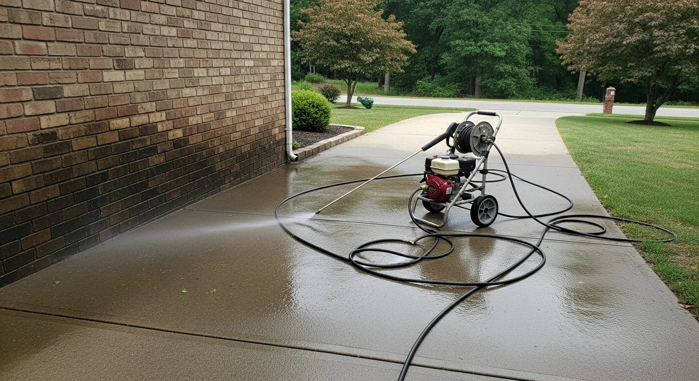 A Devon, PA home exterior showing before-and-after results of professional mold and mildew removal by pressure washing. Green and black mold streaks are cleared from vinyl siding and a concrete walkway, restoring the surface to a clean, even appearance.